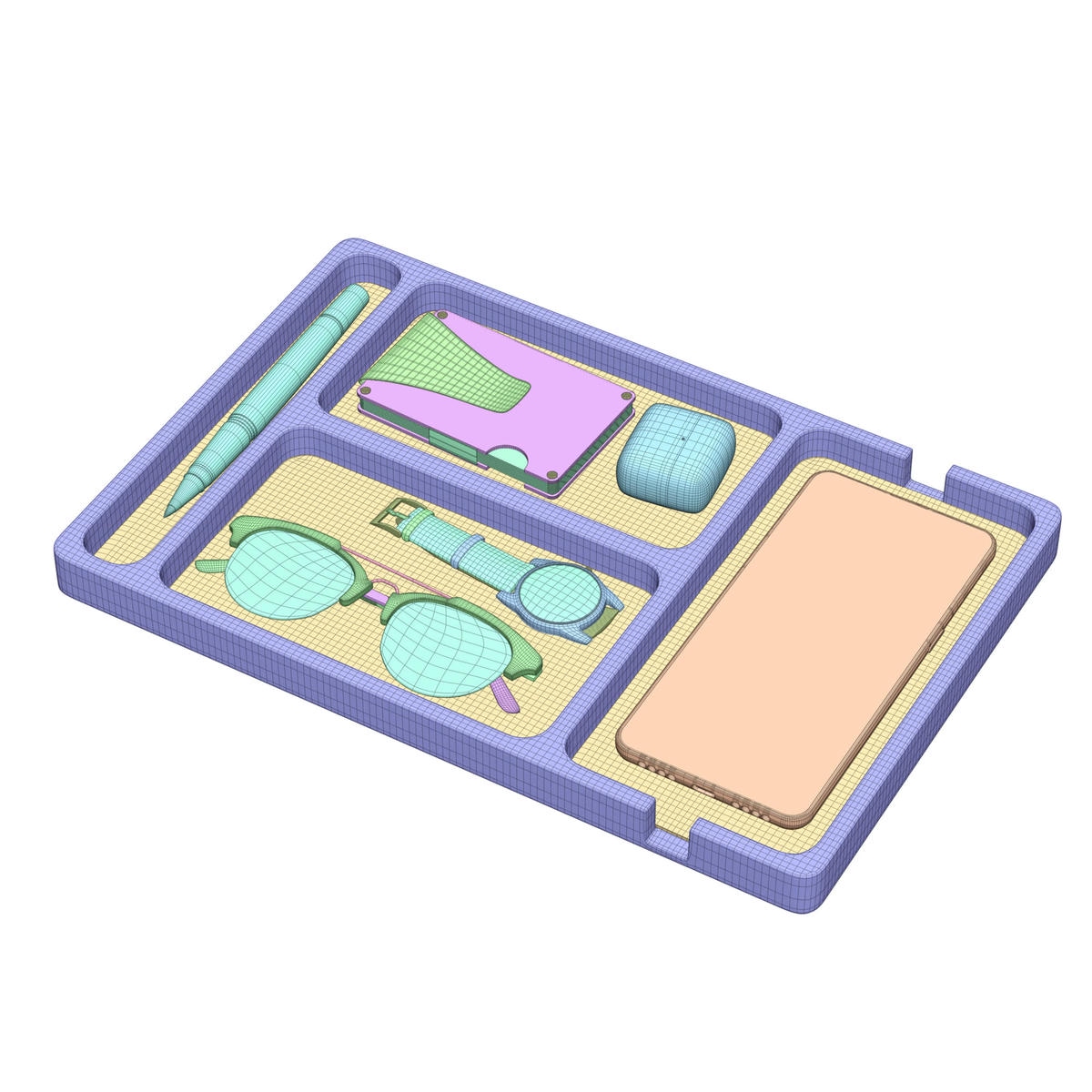 Enlarged table organizer wireframe